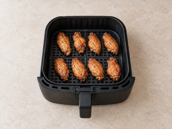 Step 7: Air fry the wings until crisp and deep golden.