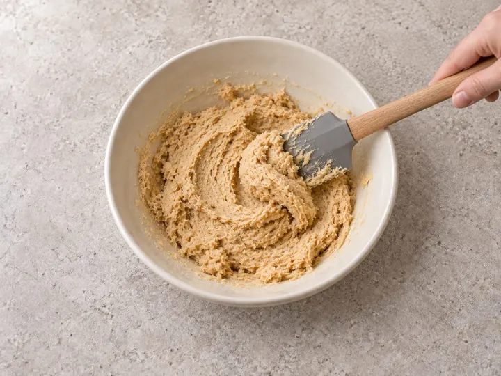 Step 3: Stir the flour, baking soda and salt into the cookie dough until no dry flour sh