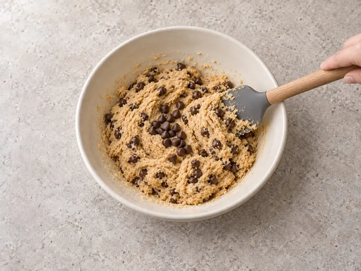 Step 4: Fold the chocolate chips into the cookie dough.