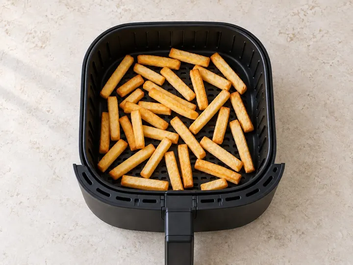 Step 4: Air fry the fries until light golden and crisp.