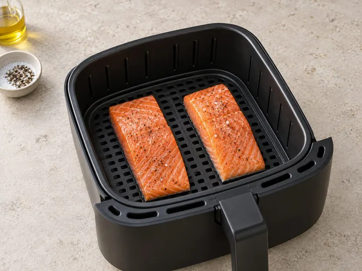 Step 4: Lay the fillets skin side down in the basket so they don't touch. Cook in batche